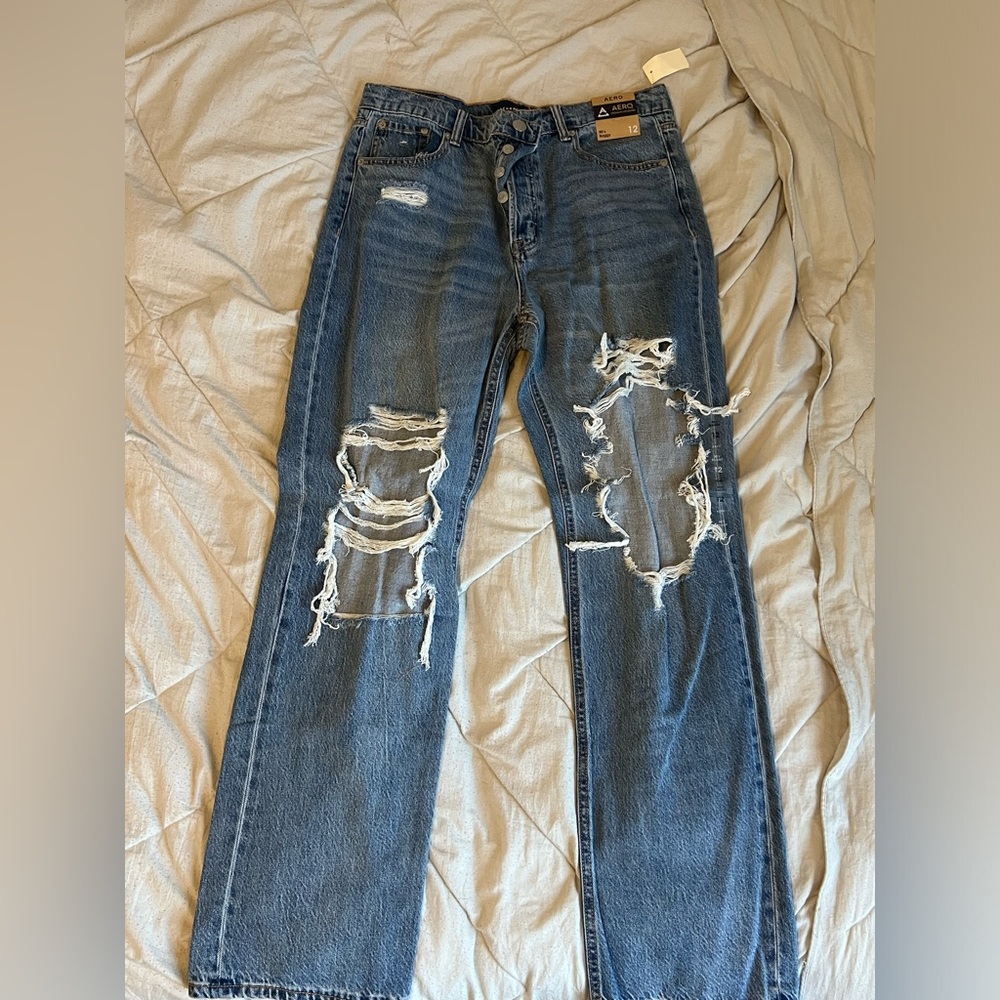 Distressed Blue Jeans